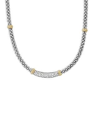 Lagos 18K Gold and Sterling Silver Diamond Lux Station Necklace, 16