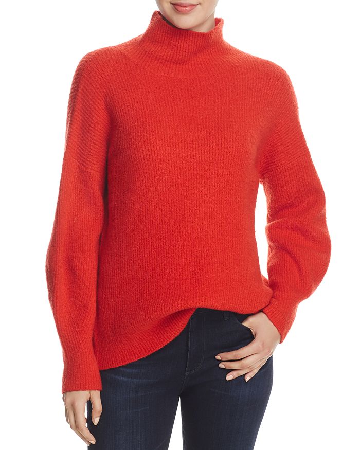 French connection urban top flossy ribbed knit sweater