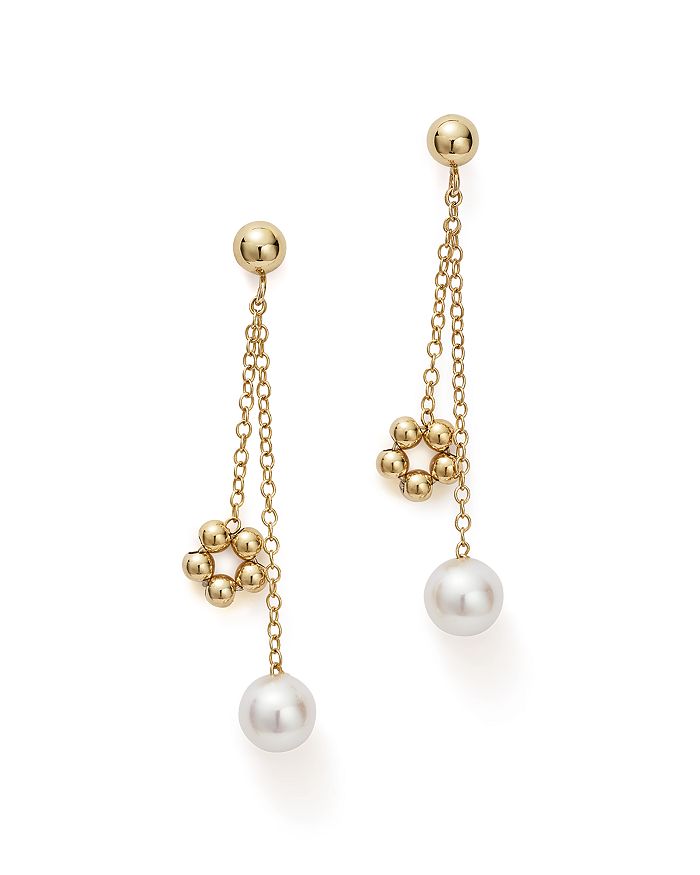 Bloomingdale's Cultured Freshwater Pearl & Beaded Dangle Charm Earrings In 14k Yellow Gold - 100% Exclusive In White/gold