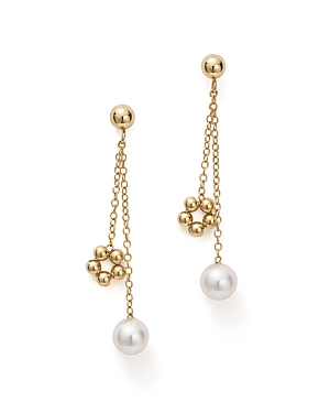Bloomingdale's Cultured Freshwater Pearl & Beaded Dangle Charm Earrings in 14K Yellow Gold - 100% Ex