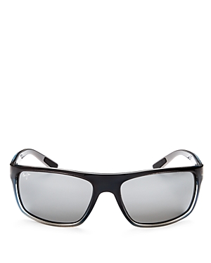Maui Jim Byron Bay Polarized Mirrored Wrap Sunglasses, 62mm In Black/gray Polarized