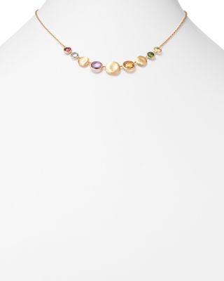 18K Yellow Gold Jaipur Multi Gemstone Small Bead Collar Necklace, 16.5"