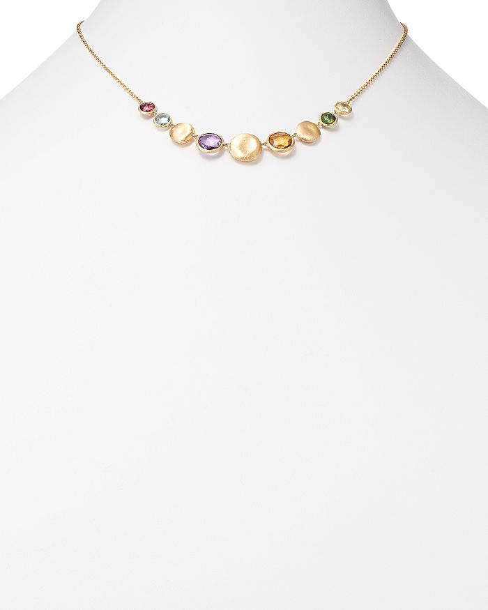 Shop Marco Bicego 18k Yellow Gold Jaipur Multi Gemstone Small Bead Collar Necklace, 16.5