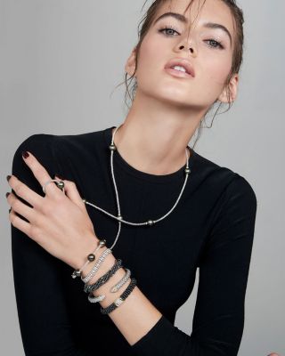 Sterling Silver Caviar Spark Diamond Link Bracelet