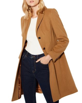 KAREN MILLEN Camel Three Button Coat Bloomingdale s