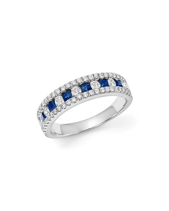 Bloomingdale S Diamond Blue Sapphire Band Ring In 14k White Gold 100 Exclusive In White Blue Modesens