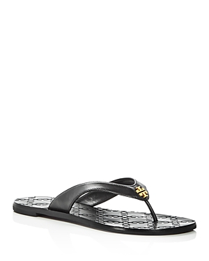 TORY BURCH WOMEN'S MONROE LEATHER THONG SANDALS, BLACK | ModeSens
