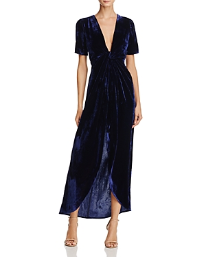 Shop Joa Velvet Faux Wrap Dress 100 Exclusive In Navy Shop Joa Velvet Faux Wrap Dress 100 Exclusive In Navy