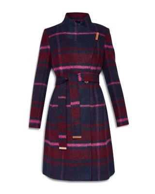 Ted Baker Fredye Check Long Wrap Coat | Bloomingdale's