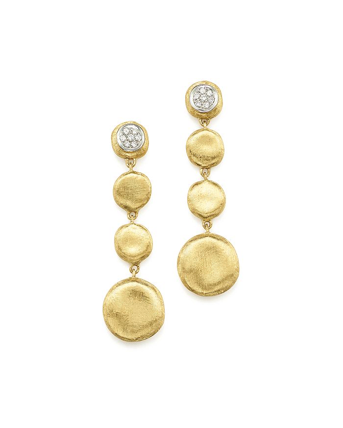MARCO BICEGO PAVE DIAMOND JAIPUR DROP EARRINGS IN 18K WHITE & YELLOW GOLD,OB1570-B-YW