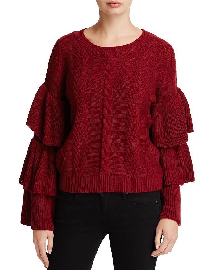 Tiered ruffle sleeve sweater hot sale