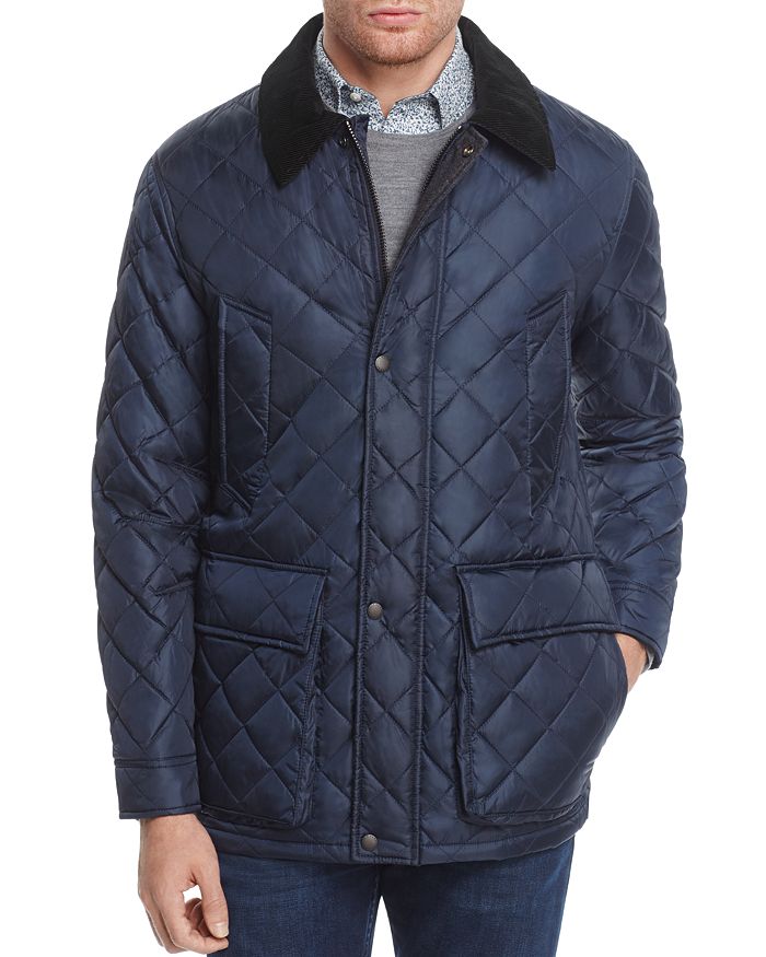 Shop Cole Haan Quilted Elbow-patch Jacket In Navy