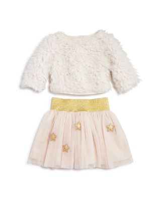Pippa & Julie - Girls' Fuzzy Sweater & Star Tulle Skirt Set - Baby