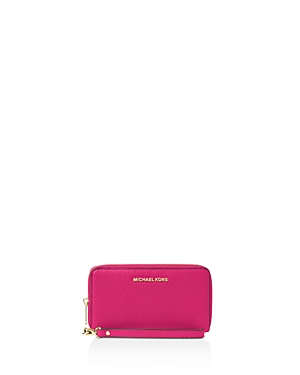 MICHAEL MICHAEL KORS FLAT MULTI-FUNCTION LARGE LEATHER SMARTPHONE WRISTLET,32F6GM9E3L