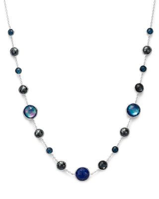 Ippolita Sterling Silver Lollipop Lapis Triplet, London Blue Topaz & Hematite Necklace in Eclipse, 18