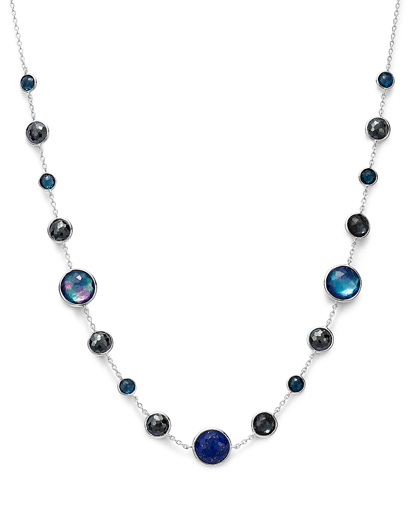 Ippolita Sterling Silver Lollipop Lapis Triplet, London Blue Topaz & Hematite Necklace In Eclipse, 18 In Multi/silver