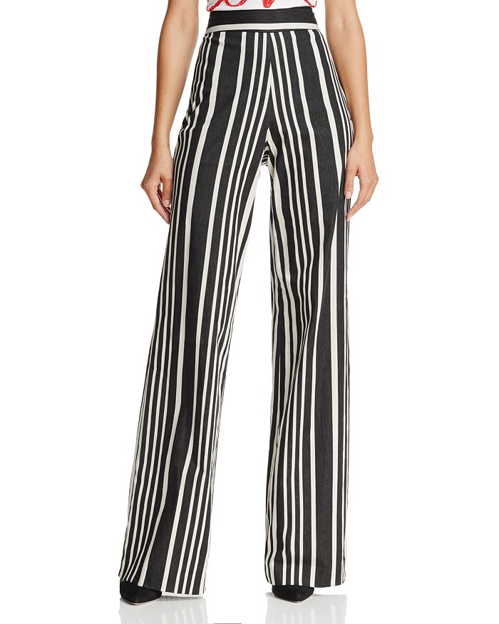 Alice and Olivia Johanna High-Rise Striped Pants | Bloomingdale's