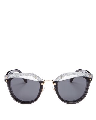 Miu Miu - Women's Cat Eye Glitter Sunglasses, 67mm