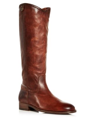 Frye Cognac Brown Melissa Button2 Wide Calf Leather Tall Boots 