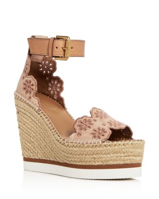 See by Chloé Cutout Suede Espadrille Platform Wedge sandals ...
