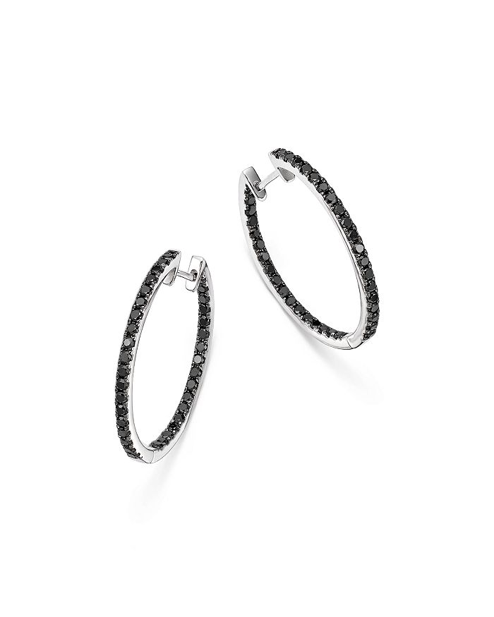 Bloomingdale's Black Diamond Inside Out Hoop Earrings In 14k White Gold, 1.35 Ct. T.w. - 100% Exclusive In Black/white