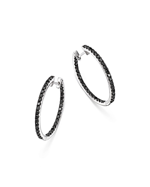 Bloomingdale's Black Diamond Inside Out Hoop Earrings in 14K White Gold, 1.35 ct. t.w. - 100% Exclus