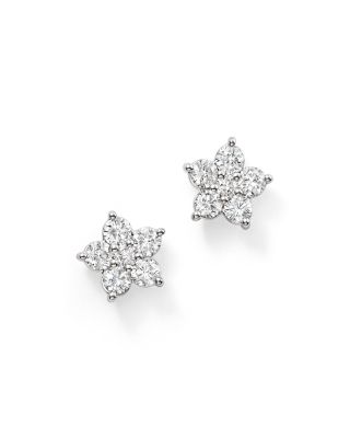 diamond flower earrings white gold