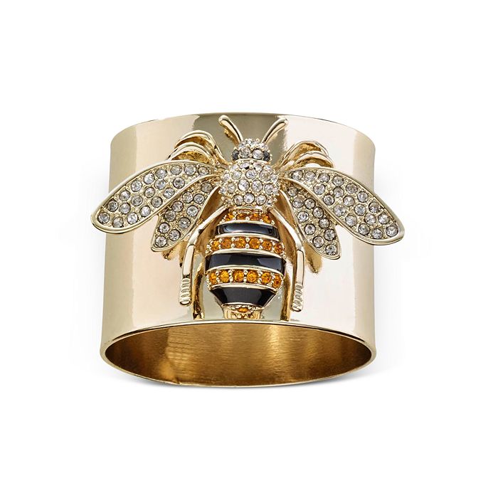 Shop Joanna Buchanan Stripey Bee Napkin Rings, Set Of 2 In Gold