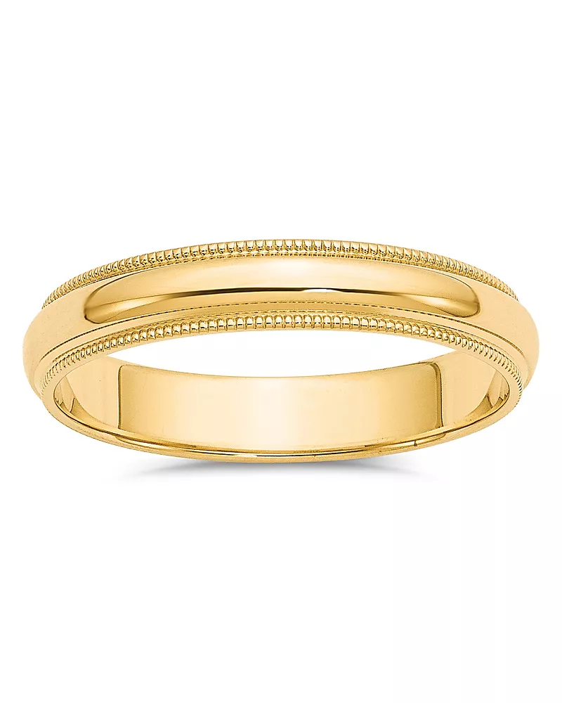 Bloomingdale's Fine Collection Men's 4mm Milgrain Half Round Wedding Band 14K Yellow Gold
