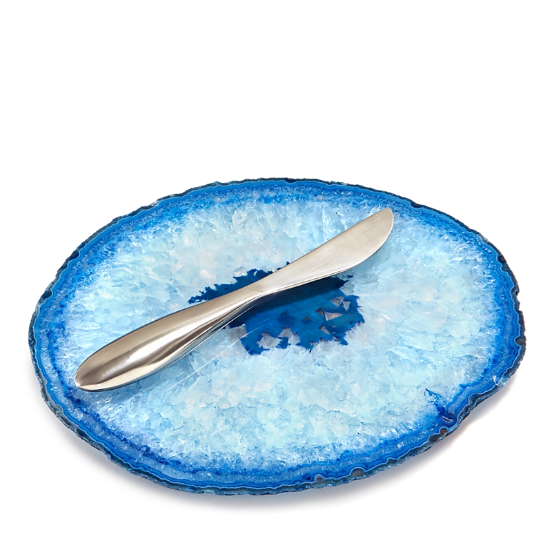 Anna New York Agate Small Plate & Spreader In Azure Silver