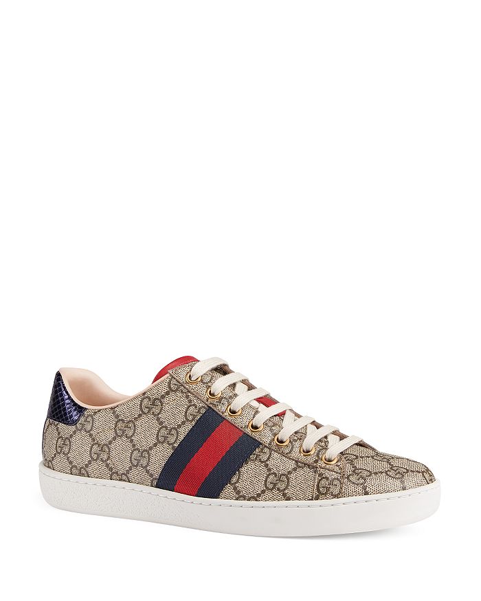 Gucci Women&#39;s New Ace GG Supreme Canvas Low Top Lace Up Sneakers | Bloomingdale&#39;s
