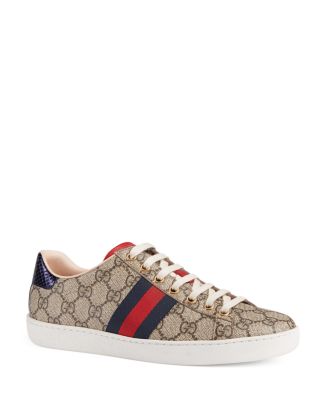 Gucci Women's Ace GG Supreme Canvas Low Top Lace Up Sneakers ...