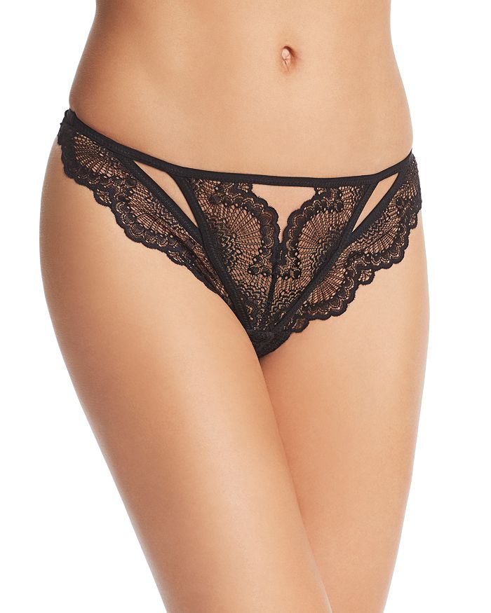 Shop Thistle & Spire Kane Lace Thong In Black