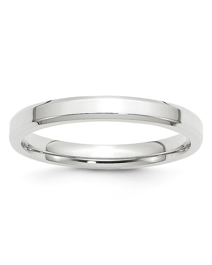 BLOOMINGDALE'S MEN'S 3MM BEVEL EDGE COMFORT FIT BAND IN 14K WHITE GOLD - 100% EXCLUSIVE,WBEC030-8.5