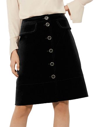 KAREN MILLEN Velvet A-line Skirt | Bloomingdale's
