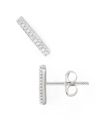 diamond bar earrings white gold