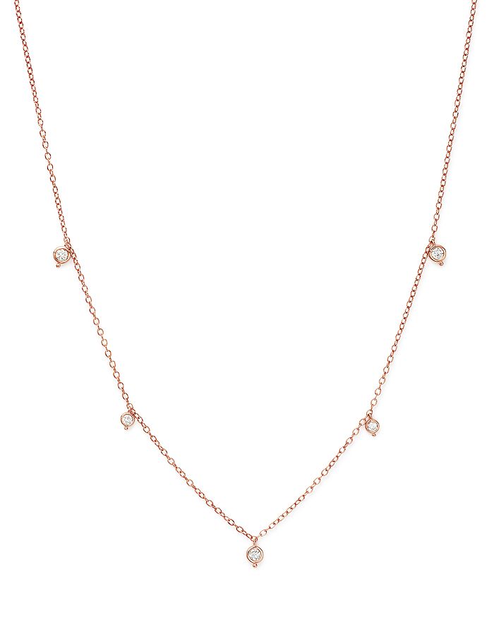 Bloomingdale's Diamond Bezel Charm Station Necklace in 14K Rose Gold, 0 ...