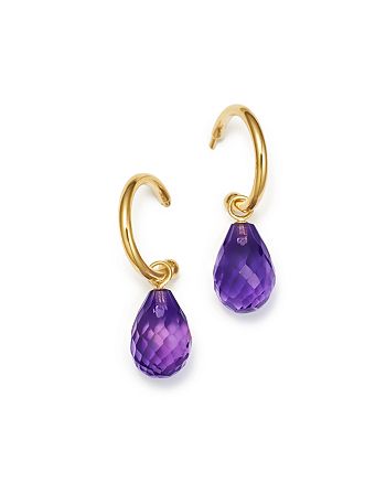 Bloomingdale's - Amethyst Briolette Hoop Drop Earrings in 14K Yellow Gold - 100% Exclusive
