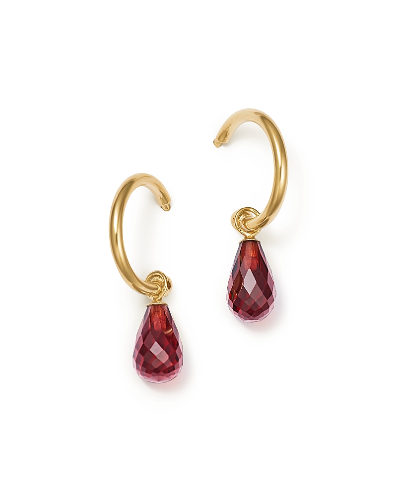 Bloomingdale's Fine Collection Garnet Briolette Hoop Drop Earrings in 14K Yellow Gold
