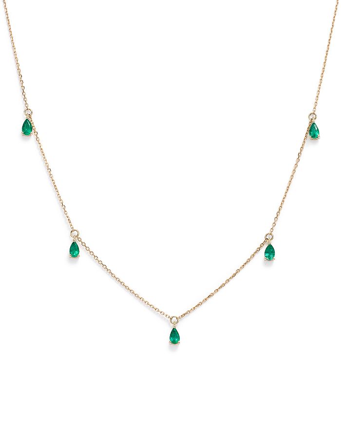 Bloomingdale's - Emerald Teardrop Charm Necklace in 14K Yellow Gold, 17" - 100% Exclusive