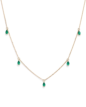 Bloomingdale's Emerald Teardrop Charm Necklace in 14K Yellow Gold, 17 - 100% Exclusive