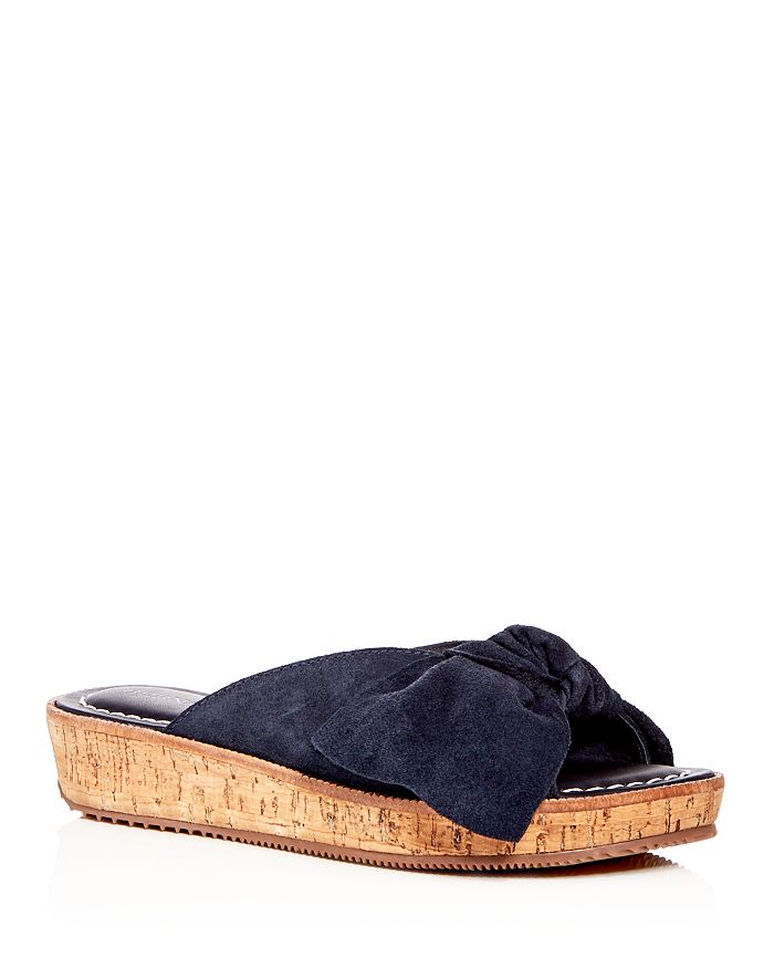 New Japanese Blue Bow Platform Slide Sandals