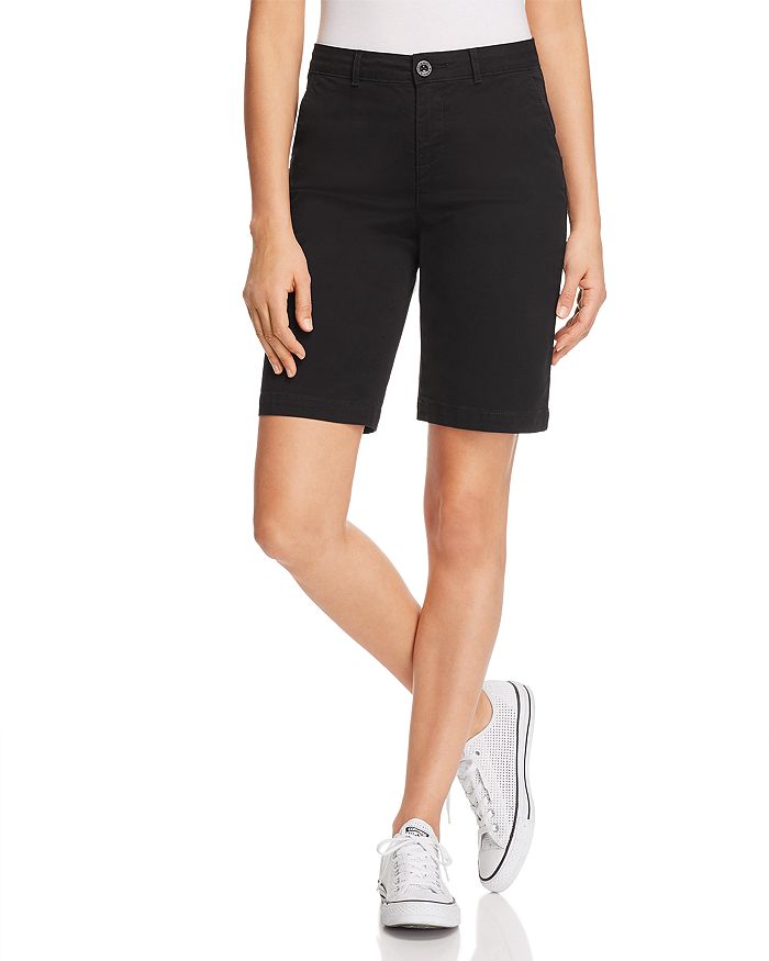 Nydj Briella Cuffed Denim Bermuda Shorts In Black In Black