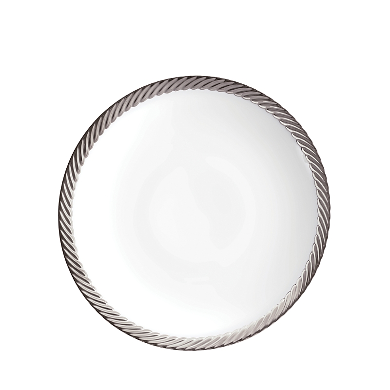 L'objet Corde Platinum-plated Trim & Porcelain Dessert Plate In Platinum