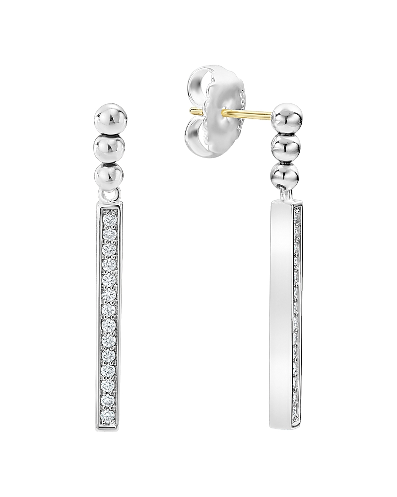 Lagos Sterling Silver Caviar Spark Diamond Drop Earrings
