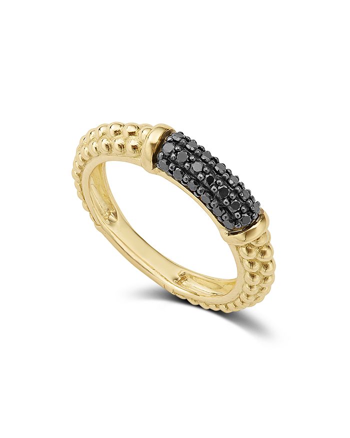 Shop Lagos Gold & Black Caviar Collection 18k Gold & Black Diamond Ring In Black/gold
