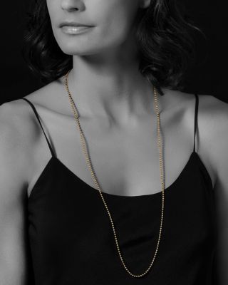 Caviar Gold Collection 18K Gold Ball Chain Necklace, 34"