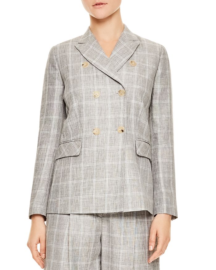Sandro Iveline Double-Breasted Plaid Blazer | Bloomingdale's