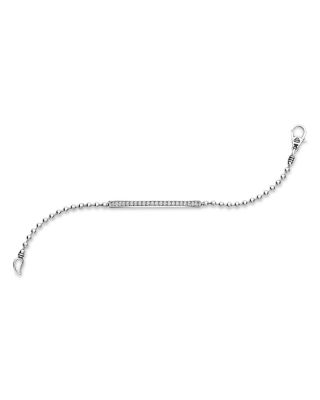 Sterling Silver Caviar Spark Diamond Bar Chain Bracelet