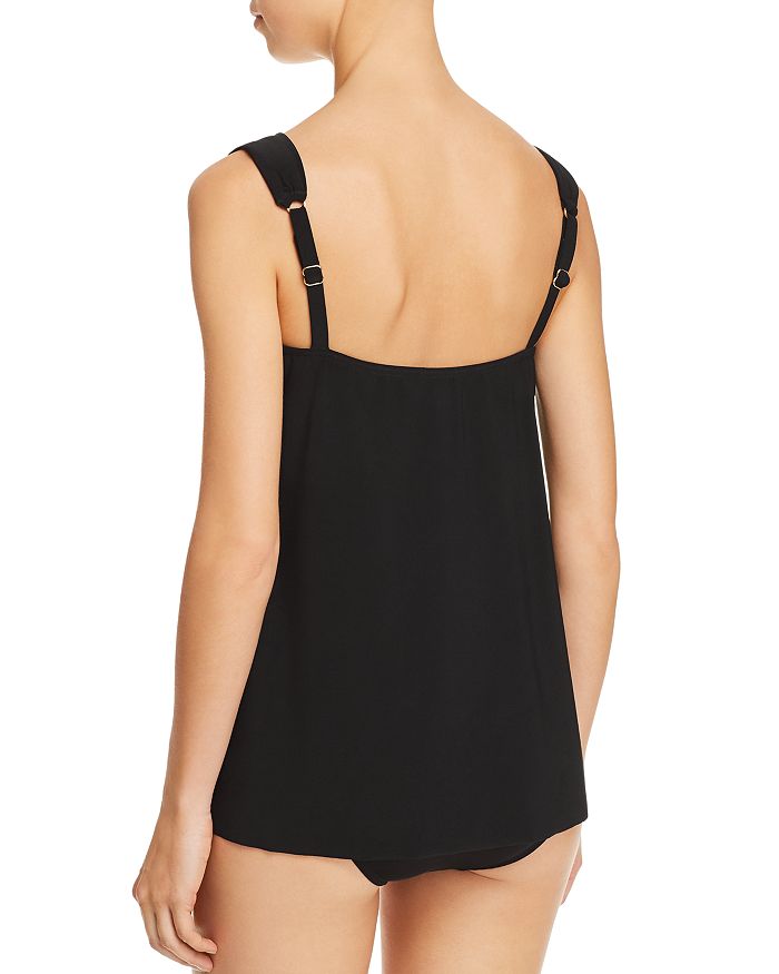 Miraclesuit Razzle Dazzle Dazzle Underwire Asymmetrical-drape Tankini Top Women's Swimsuit In Black